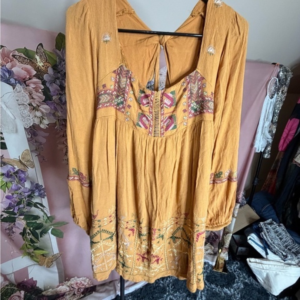 Free People Geo Rhiannon Embroidered Mini Dress Size Small - Picture 2 of 14